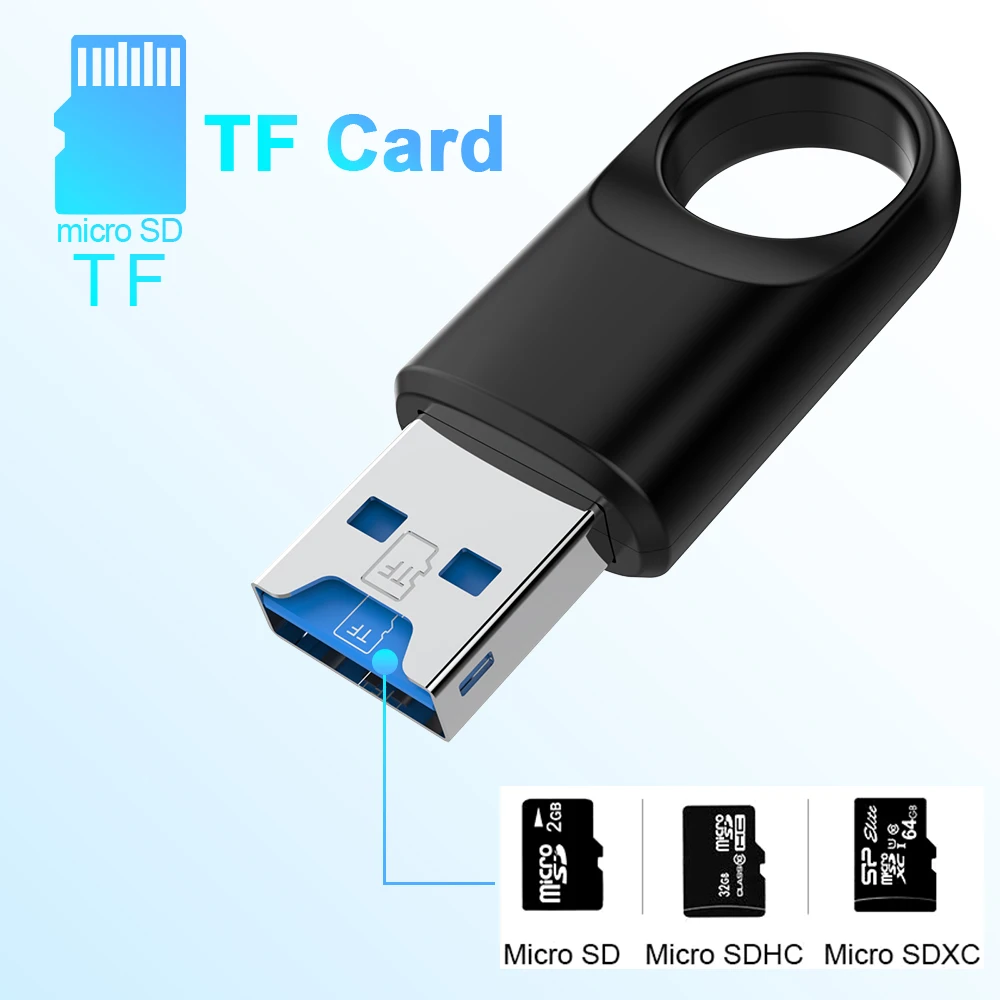 AJIUYU USB 마이크로 SD TF 카드 리더 USB3.0 미니 휴대 전화 메모리 카드 리더 노트북 액세서리 용 5Gbps 고속 어댑터