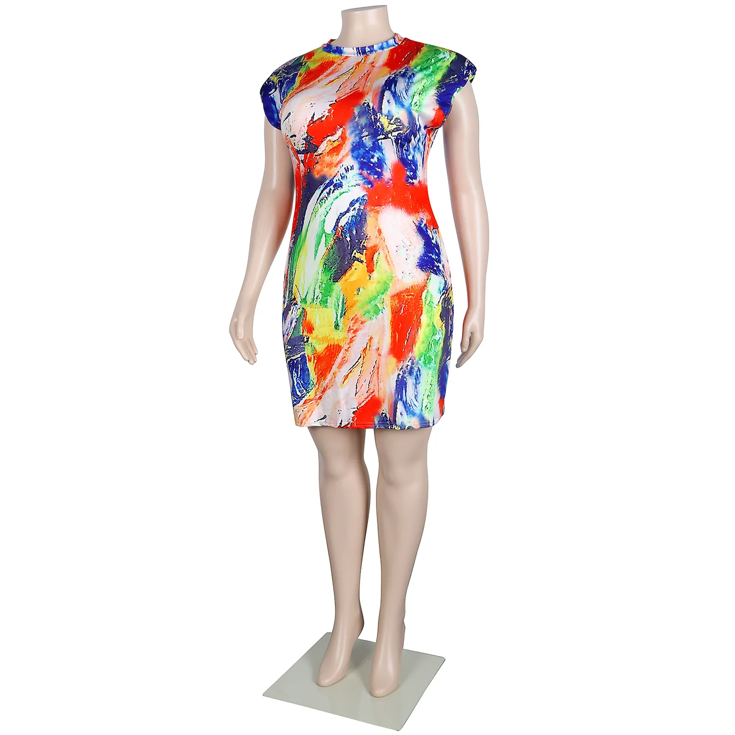 Plus Size Women 5xl Dresses Tie Dye Print Club Dresses 2022 Summer Party Elegant Skirts Lady Fashion Casual Wholesale Clothes