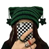 Crochet Stripe Pattern Handmade Cat Ear Hat Soft Winter Warmer Knitted Hat Cold Winter Presents for Students Teenagers 3