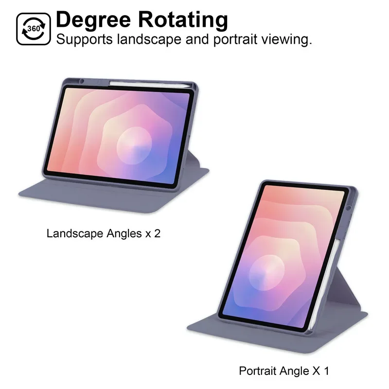 360° Rotating Tablet Case with Pencil Holder, 12.6-inch