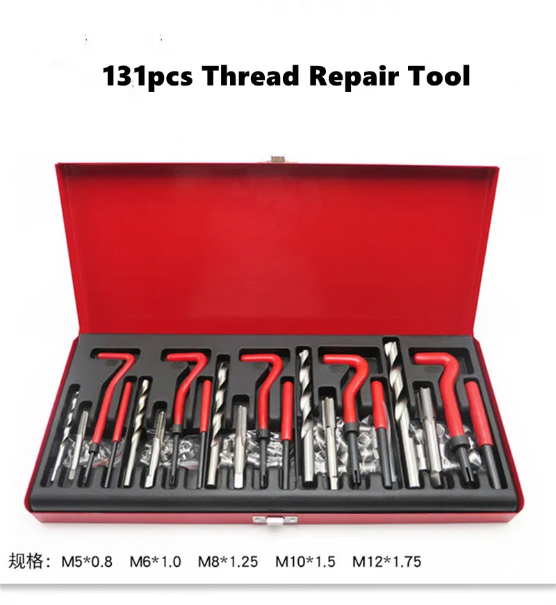 Description Picture 2 of item88/131pcs Thread Repair Kit M3 M4 M5 M6 M8 M10 M12 M14 Screw Thread Inserts For Restoring Damaged Threads Repair Tools Drill Bit