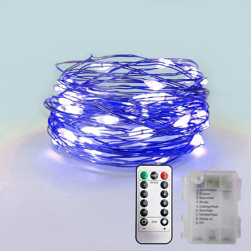 

Christmas Decoration Wedding Holiday Party Decor Waterproof LED Copper Wire String Lights Remote Control Battery Box Fairy Lamp