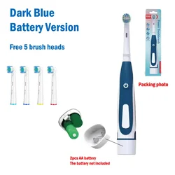 Sonic Vibrating Electric Toothbrush with Soft Bristle Heads and Gum Care (Dark blue 5 head)