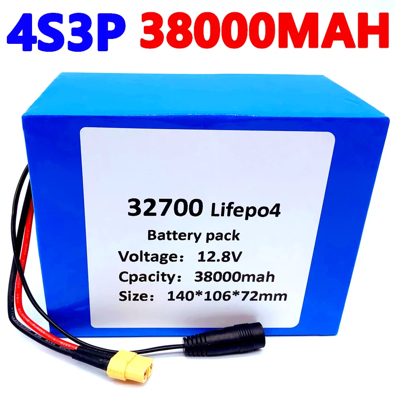 

32700 Lifepo4 Batterie 4S3P 12.8V 38Ah 4S 40A 100A Équilibré BMS pour le Bateau Électrique et Alimentation Sans Interruption 12V