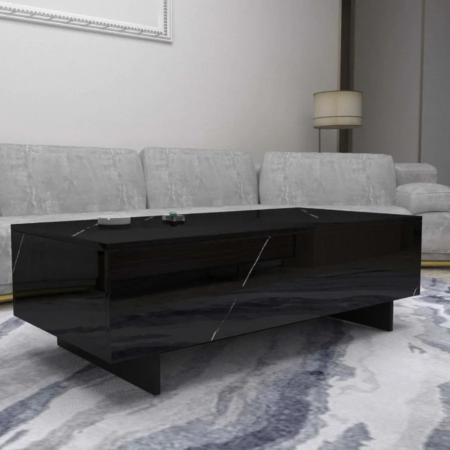 Black Marble Rectangle Coffee Table 4