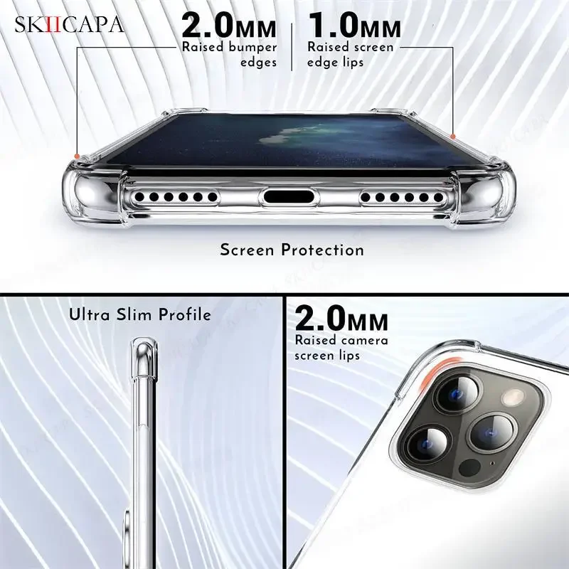 Ring Holder Wallet Card Slot Phone Case with Airbag Shockproof Soft Silicone Transparent Cover