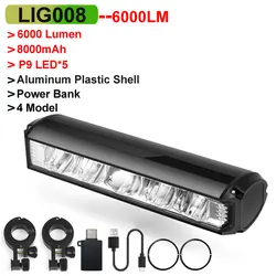 High-Performance Waterproof USB Rechargeable Bike Light - 6000 Lumen 8000mAh Flashlight for MTB & Road Cycling (8000mAh)