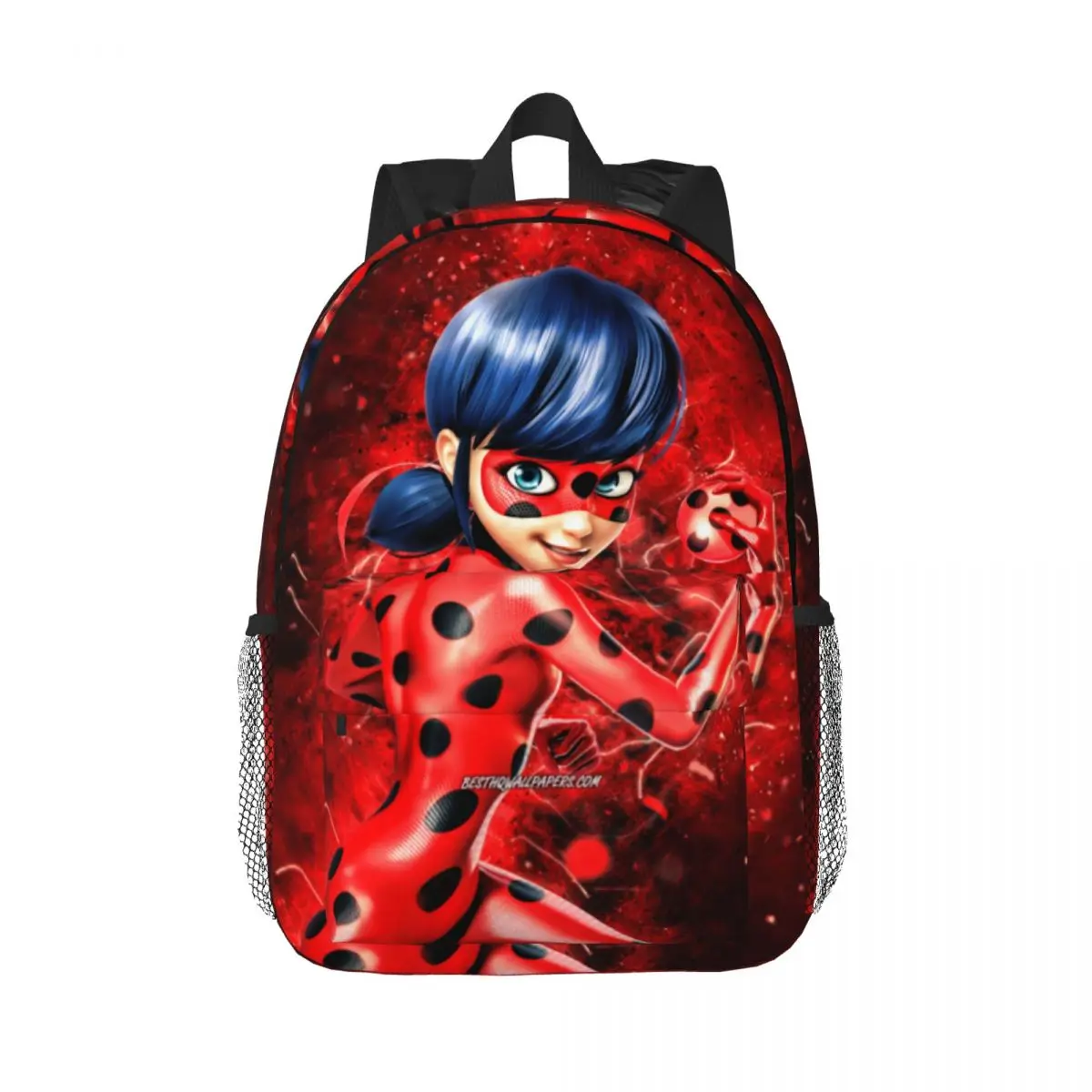thumbnail image 1 of Mochila similar a Miraculous Ladybug con estampado ligero e informal para niños, mochila para jóvenes, mochila escolar de dibujos animados de 15 pulgadas, 1 of 5