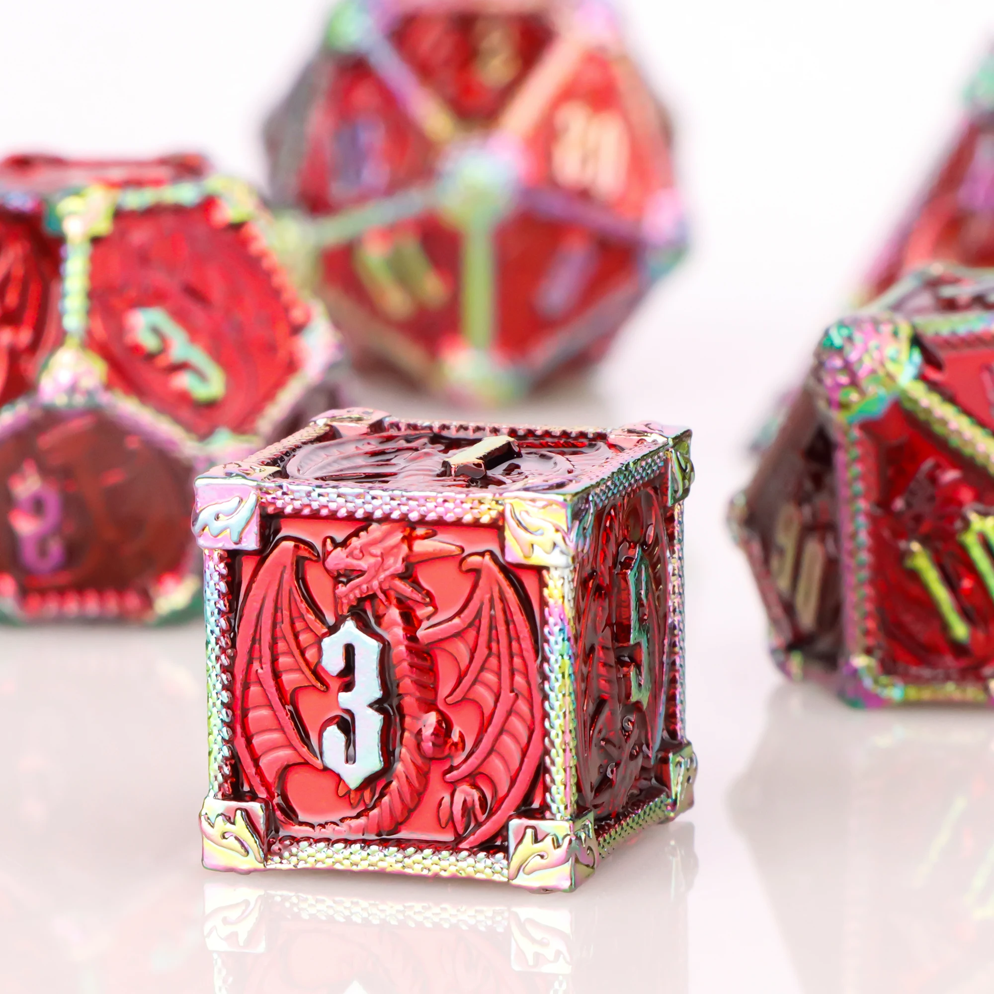 Metal Dice Set Black Dragon D&D Dice RPG for Dungeons and Dragons Role Playing Game Polyhedral