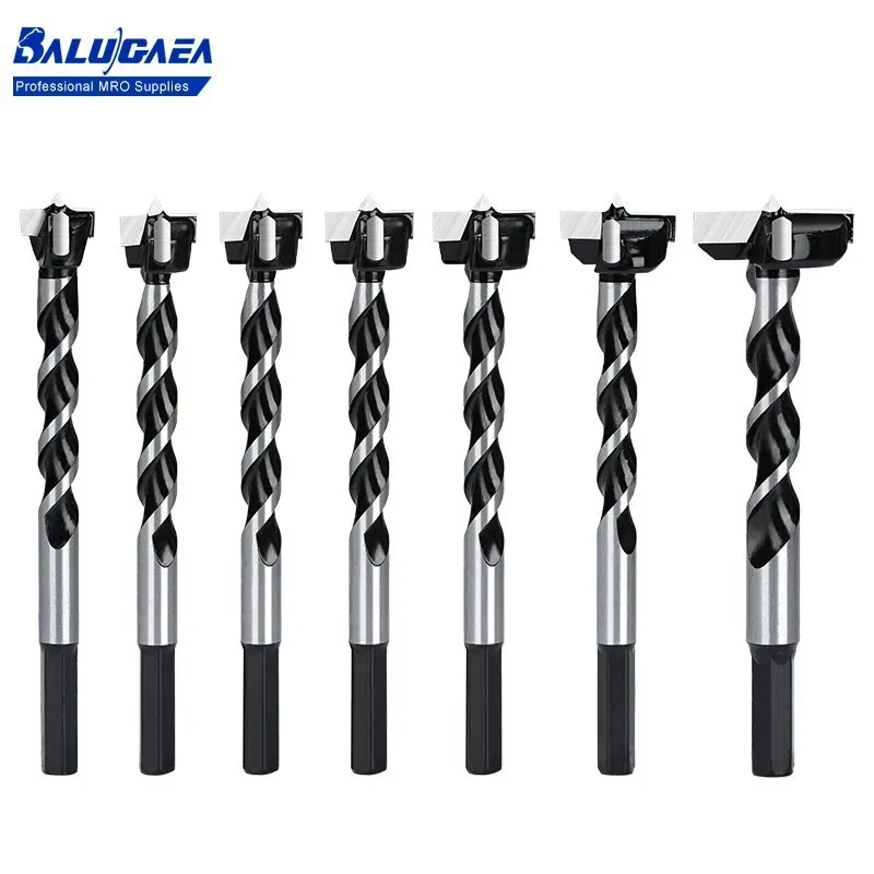 Black Lengthen Wood Drill Bit 16-35mm Hex Shank Core Drill Carbide Forstner Bit Self Centering Hole Saw Cutter Woodworking Tools