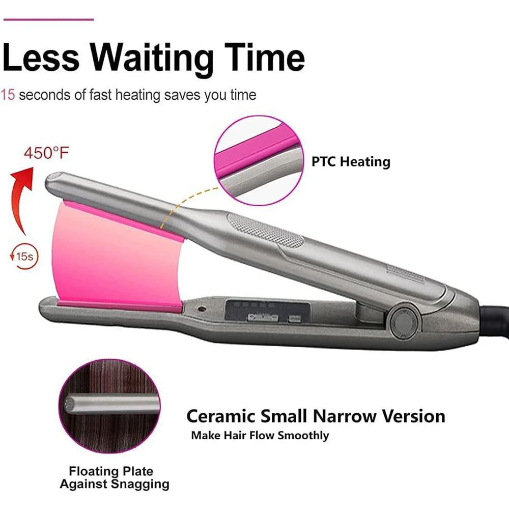 Hair Straightener Curler Professional Ceramic Coating Thinnest Plate Pencil Flat Irons For Short Hair Men's Beard Stylling Tool 3