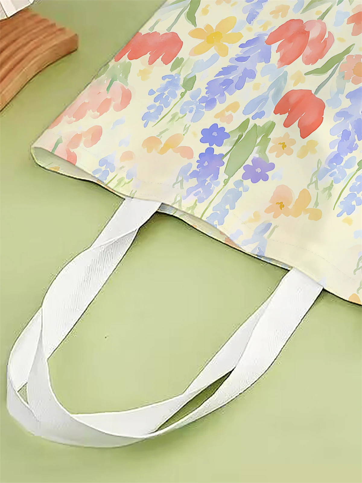 1 piece, flower patterned handbag, reusable fashionable handbag, multifunctional handbag, printed canvas shopping bag