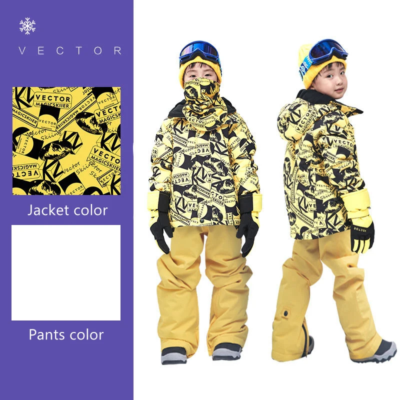 Boys Children Warm Snowsuit Hooded Ski Jacket Girls Waterproof Windproof Ski Suit Snowboarding Jacket And Pants