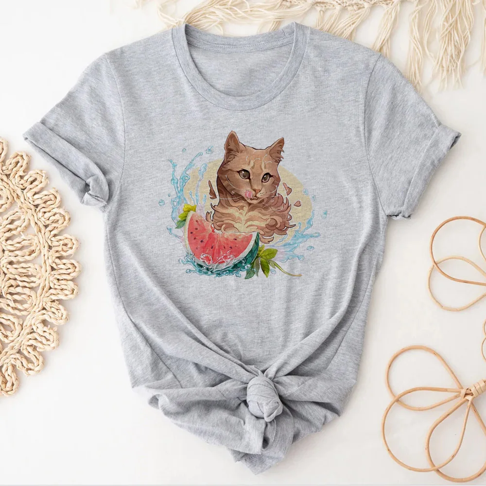 

Funny Cat t-shirts women manga t shirt female streetwear clothing