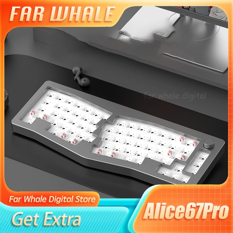 

Monka Alice67pro Keyboard Kit Customization Mechanical Wireless Rgb Backlight Hot-Swap Gamer E-Sports Pc Gaming Desktop Kit Gift