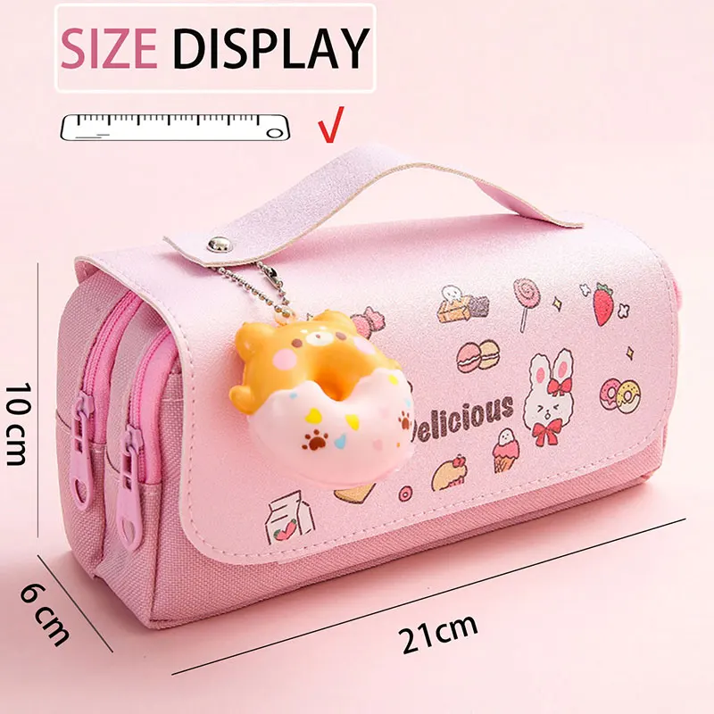 Kawaii 3D 연필 케이스 대용량 주머니 방수 가죽 가방 우주 비행사 소녀 학교 사무용품 편지지