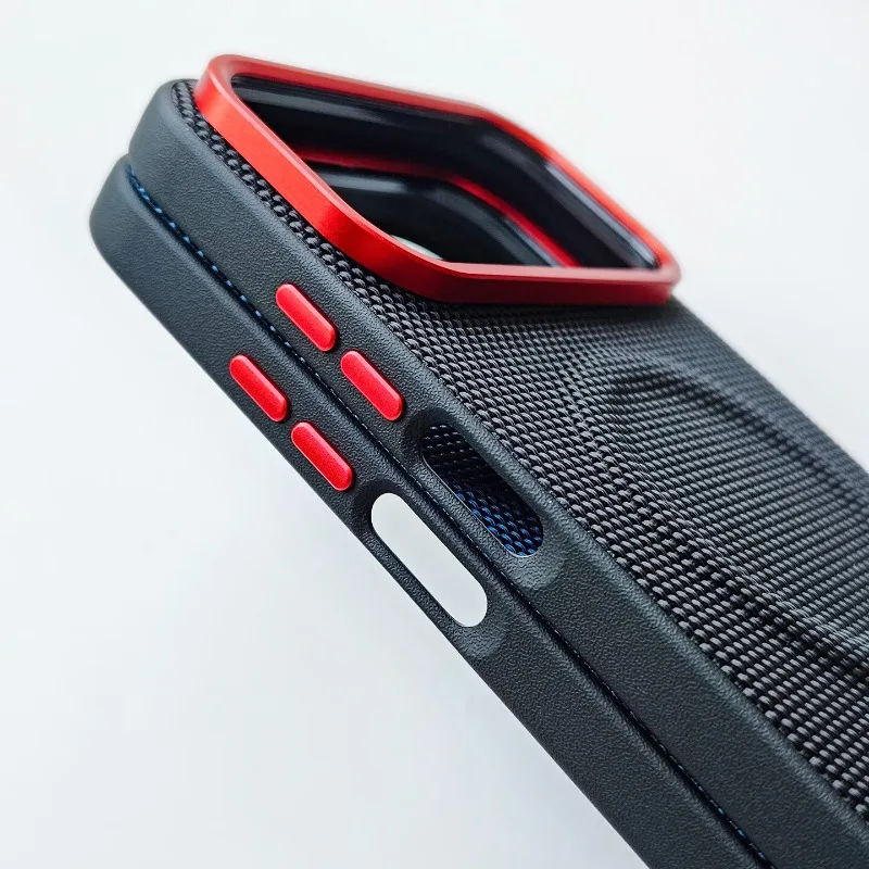 Luxury Nylon Textured Leather Shockproof Case with MagSafe Wireless Charging Compatibility