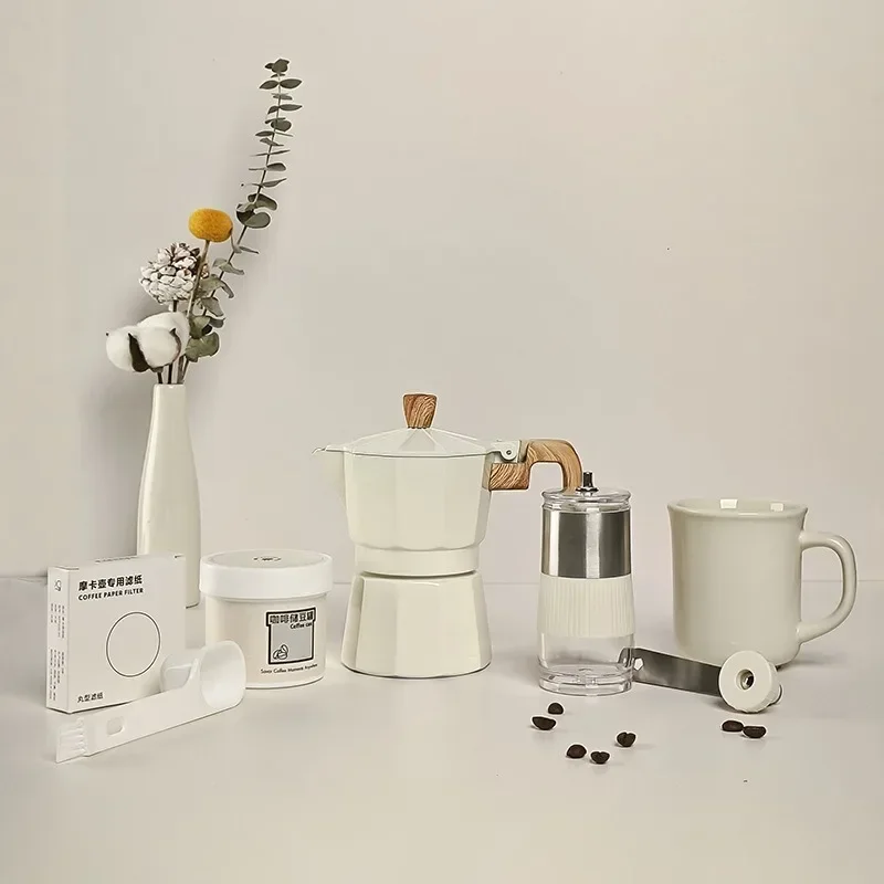 Espresso Maker Set with Hand Grinder, Moka Pot & C...