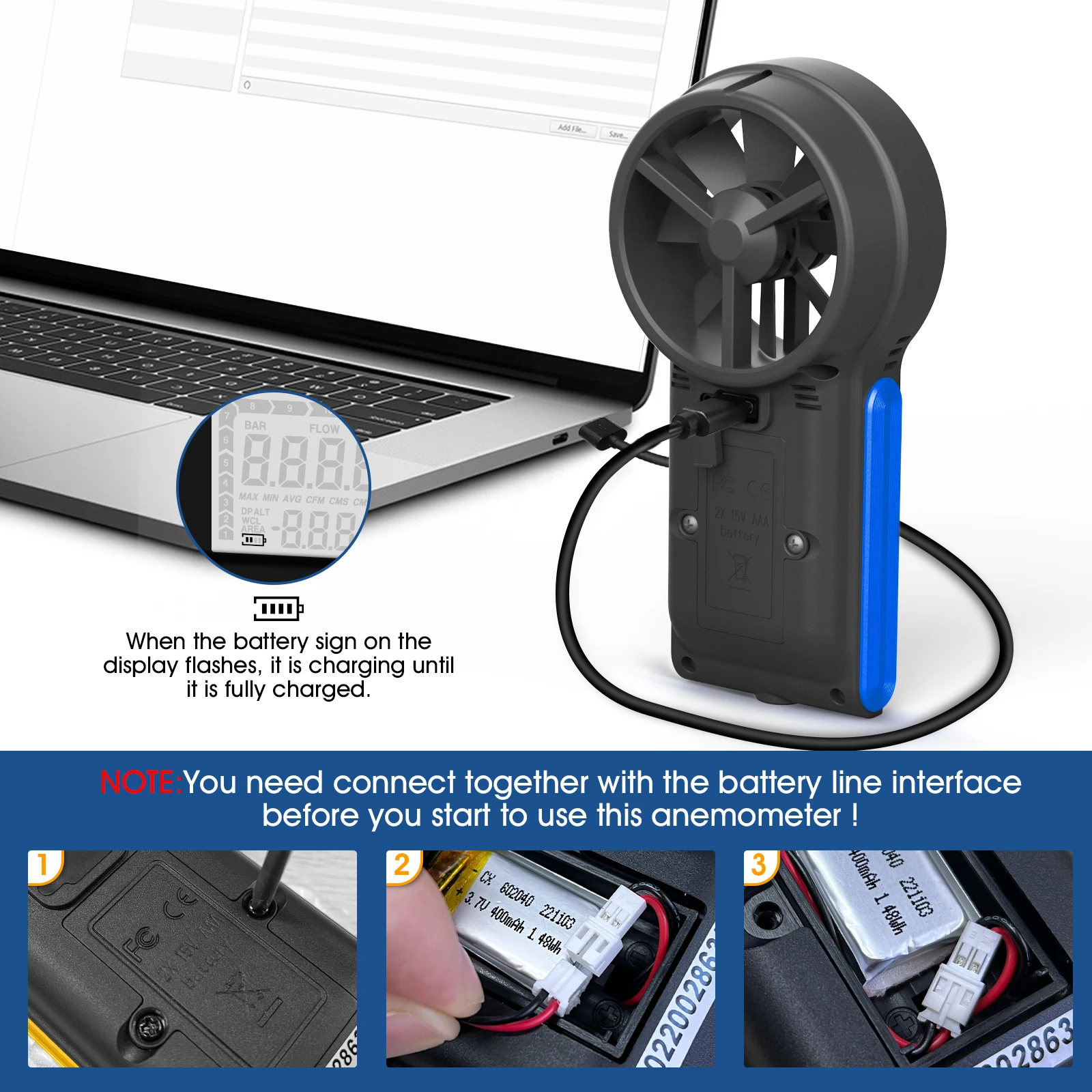 HoldPeak Digitale Windmeter, HP 866B App, Windsnelheid Met Bluetooth Verbinding Voor Het Meten Van Luchtvolume Windsnelheid Luchttemperatuur Navigatie Tijdens De Vlucht Schieten 681522237