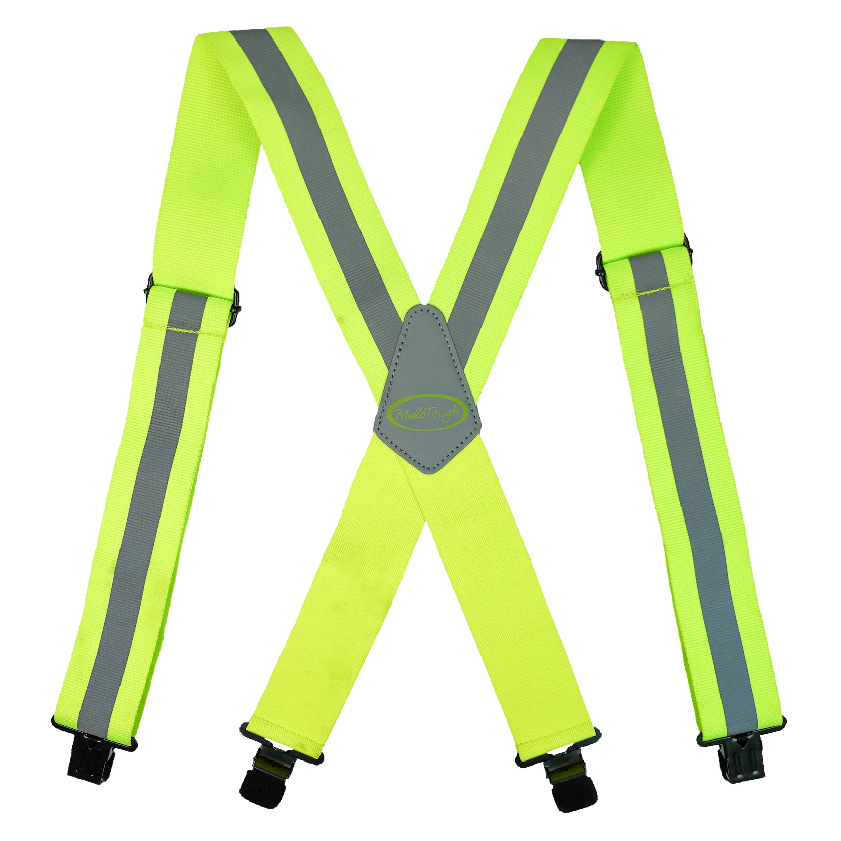 

MeloTough Reflective Safety Suspenders Men's Adult X-type 4 Clips High Elastic Shoulder Brace Adjustable Heavy Duty Men Braces