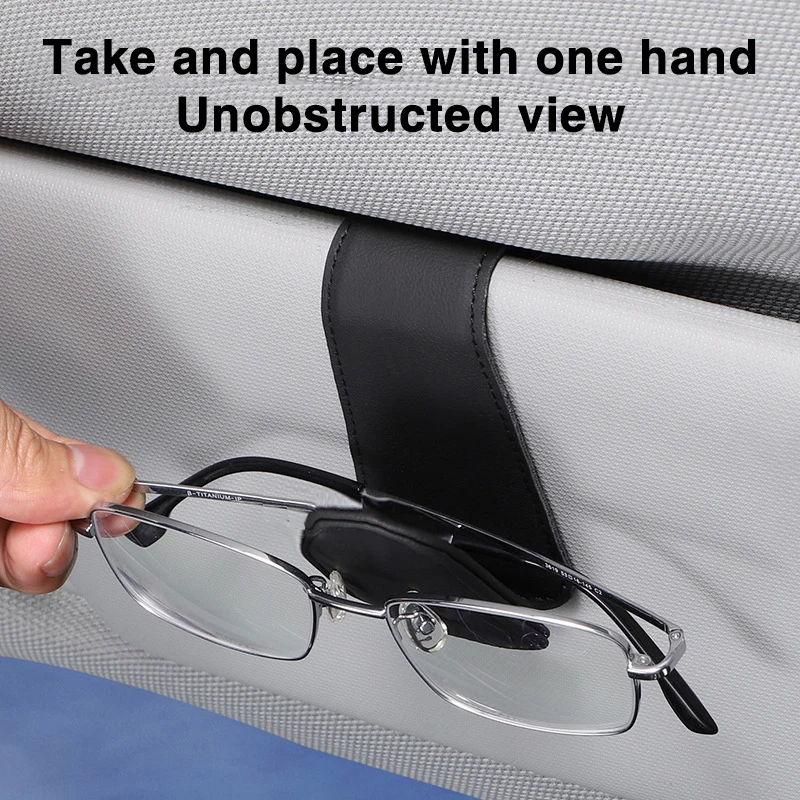 Universal Leather Car Visor Sunglasses and Eyeglasses Holder Clip
