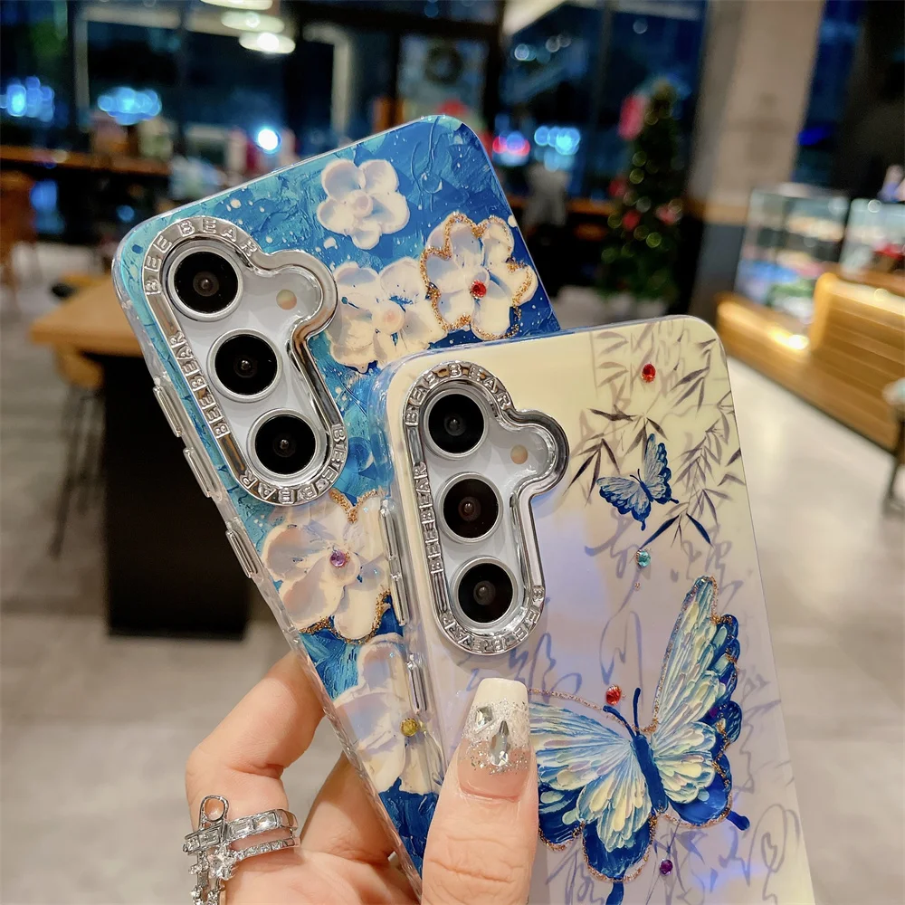 Oil Painting Flower Phone Case with Jewelled Protection - PC Hard Shell Back Cover