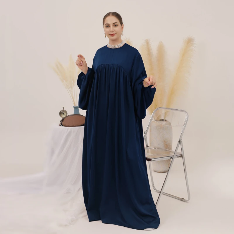 2023 Ramadan Dubai Abaya Solid Color Loose Fit Comfortable Robe Femme Musulmane Casual Big Skirt Women's Dress Middle Eastern