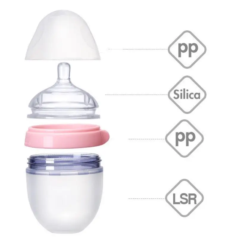 Milk Bottle Feeding Bottle 1 Soft Silicone Baby Bottle 0-36 Months Anti-choking Anti-fall