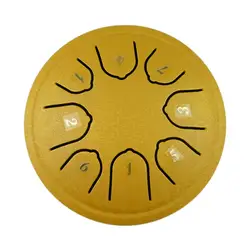 Mini Steel Tongue Drum with Drumsticks and Accessories - 8-Tone Handpan Instrument, 4.5 Inch (Gold)