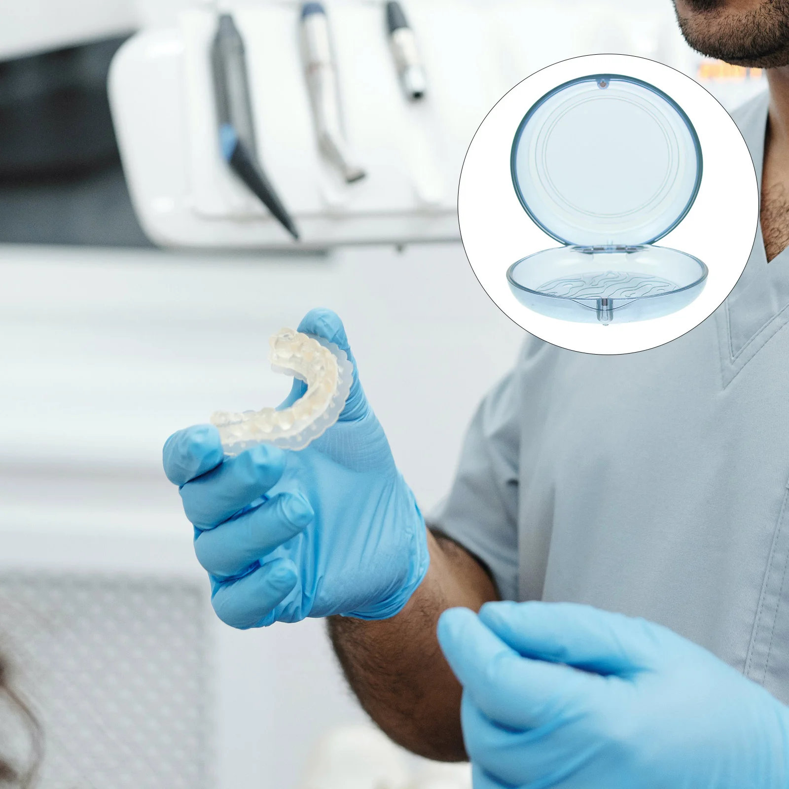 

Transparent Braces Box Retainer Case False Teeth Denture Holder Container Protector