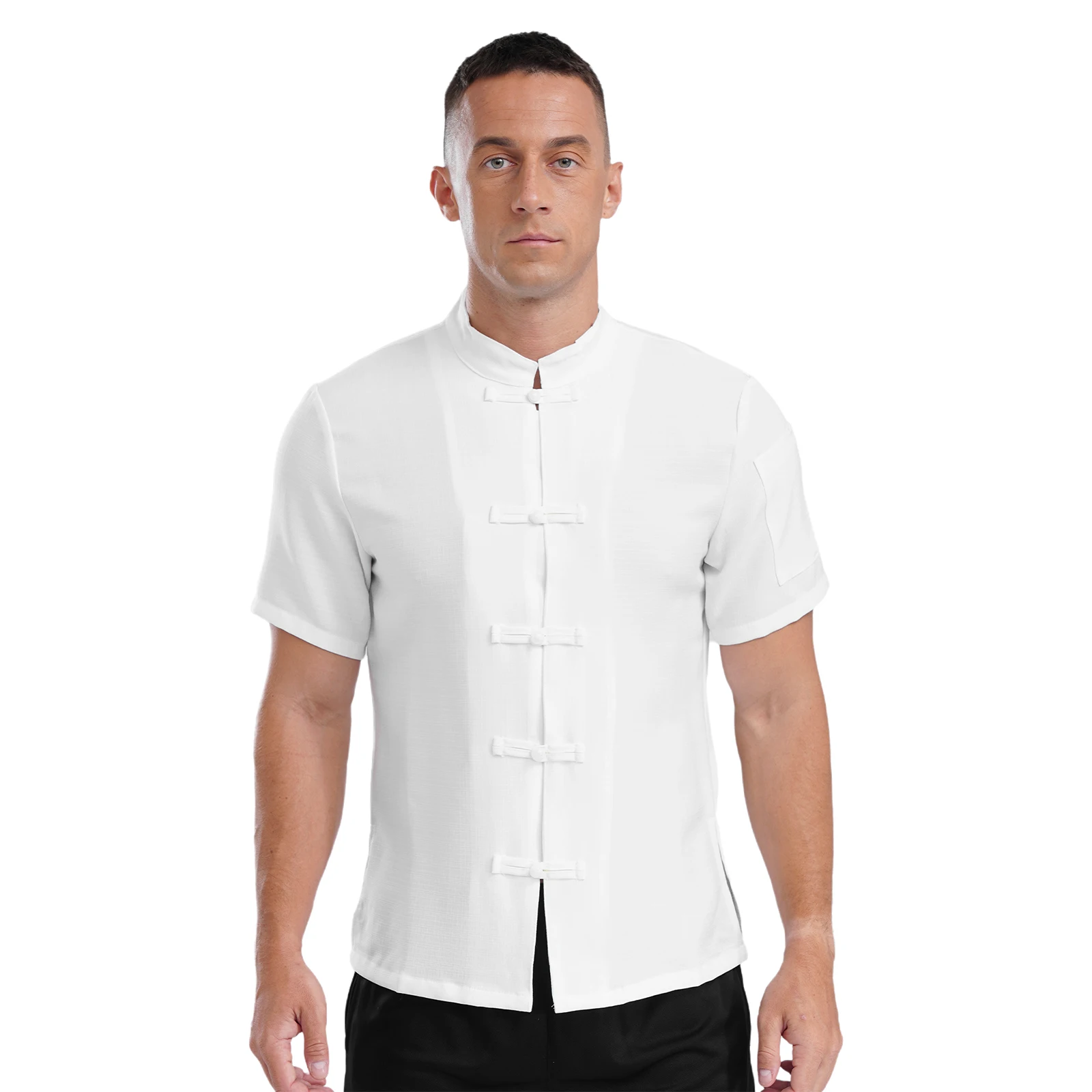 thumbnail image 1 of Chaqueta de Chef de lino y algodón para hombre y mujer, camisa de cocinero con cuello mandarín chino, uniforme de cocina y restaurante, Unisex, 1 of 4