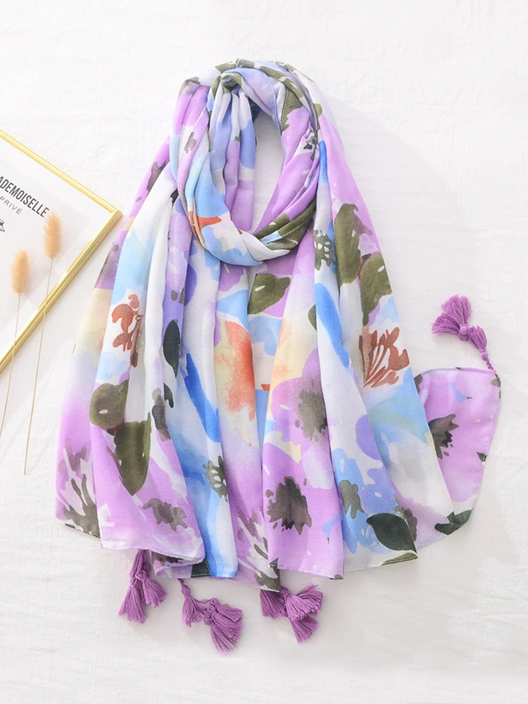 

Cotton Linen Women Wild Soft Floral Print Beach Silk Scarf Shawl Femme Mujer Pareo Muffler Bufandas Stoles Hijab Bandana Summer