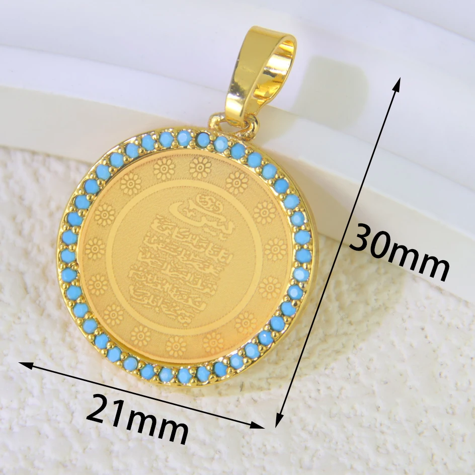 Arabische Mode Wassertropfen Anhänger 21k vergoldet Türkische Vintage Zirkonia Münzen Anhänger Dubai Frauen Täglichen Party Schmuck – Detail 10