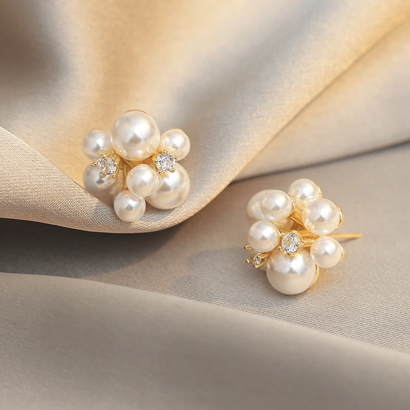 Koreanischen stil Elegante Perle Feuerwerk Modellierung Goldene Farbe Ohrringe frauen Design Schmuck Party Luxus Zubehör Für Mädchen – Detail 3