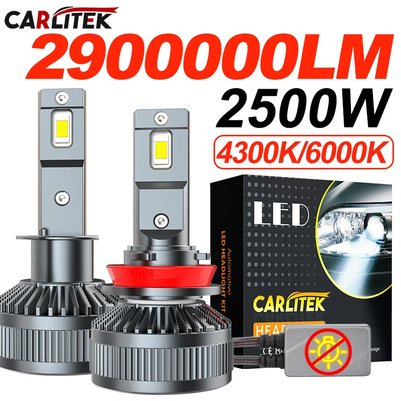 CARLITEK LED Headlight Bulbs H7 H4 H11 H1, Canbus Turbo Mini 6000K 4300K Error Free H8 H9 HB4 HB3 9005 9006 9012