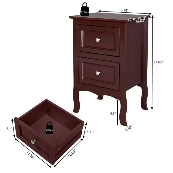 Country Style 2-Tier Nightstands (Set of 2) 6