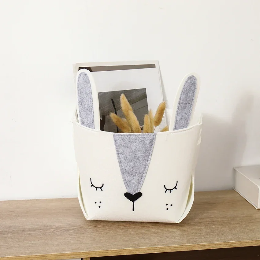 Cute Cartoon Animal DIY Storage Box Felt Fabric Foldable Storage Basket For Nursery Toys Organizers 4