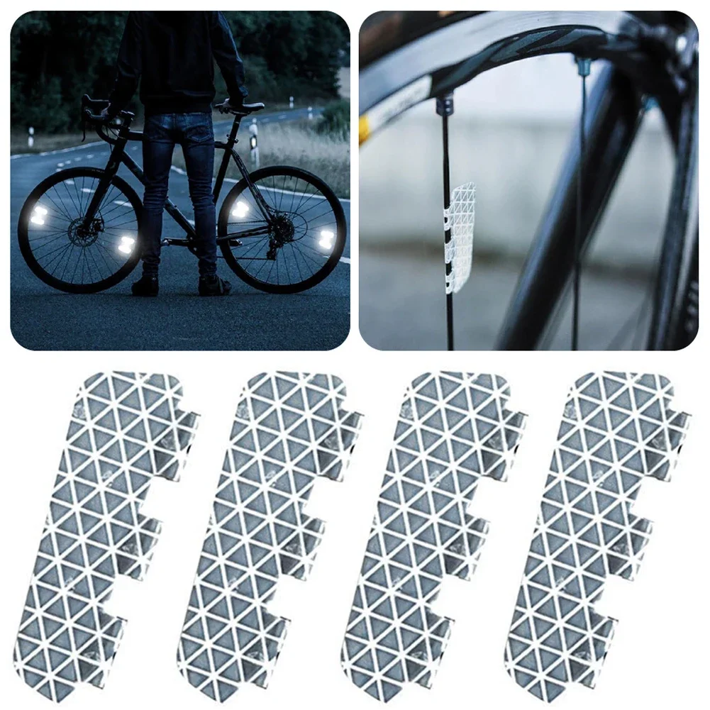 4Pcs/Set Bike Reflective Sticker Wheel Spoke Reflector Safety Warning MTB Bicycle Wheel Rim Reflective Clip Reflector Strips bicycle parts bicycle wheel stickers