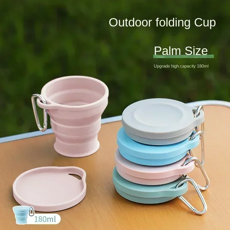 180ml Foldable Large Capacity Cup Mini Telescopic Cup Silicone Portable Tea Outdoor Travel with Lid Coffee Telescopic folding cup