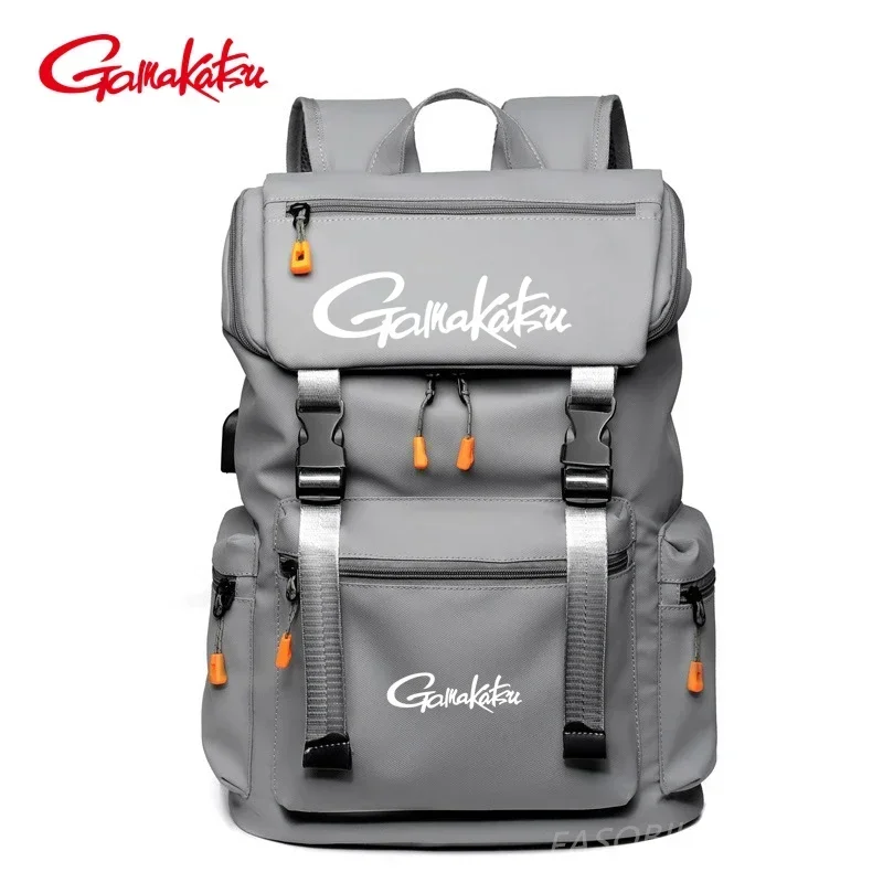

2024 Gamakatsu Men's Bag Multi-function USB Charging Fishing Backpack Waterproof Quality Travel Hiking Outdoor Sport Fishing Bag