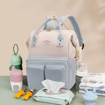 Borsa per zaino per pannolini Borsa per mummia di grande capacità Mamma Bambino Borse per pannolini da viaggio all'aperto impermeabili multifunzione per la cura del bambino Borsa per bambini 1