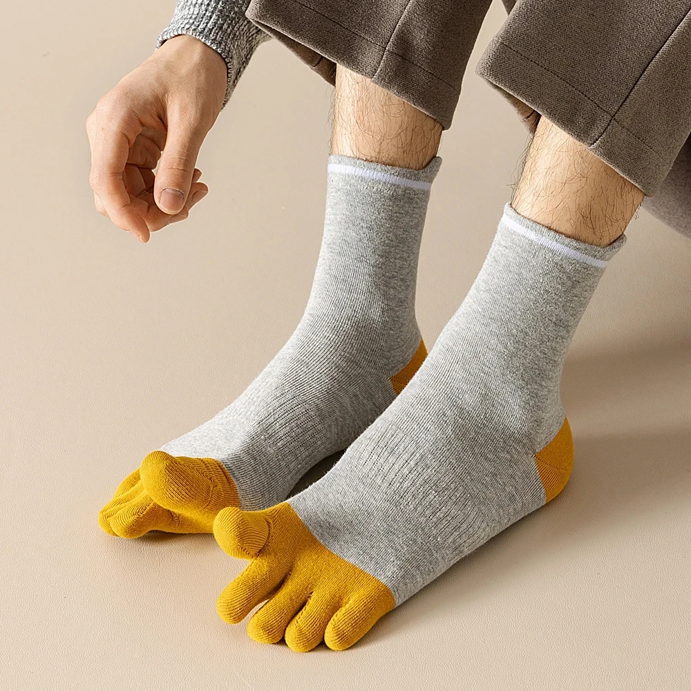 5 Paare/los Sportsocken für Männer Fünf-Finger-Zehensocken Mittelrohr Dünne Sommer-Baumwollsocken mit separaten Fingern Hohe Qualität – Detail 7