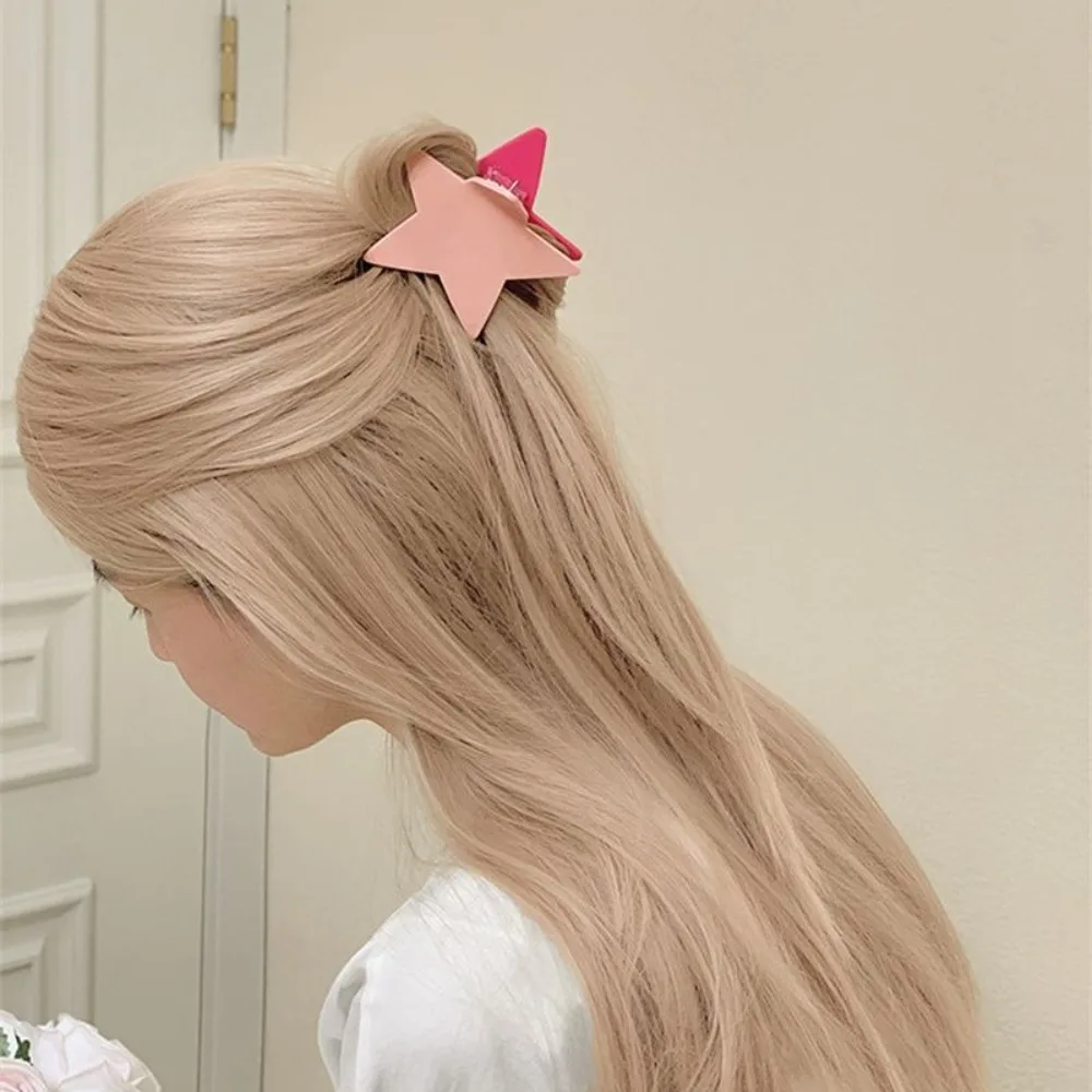 Rosa fünfeckige Haar Krallen clip süße coole würzige Mädchen Haars pange koreanische Pailletten Glitzer Stern Haar Kralle Frauen Mädchen Haarschmuck – Detail 10