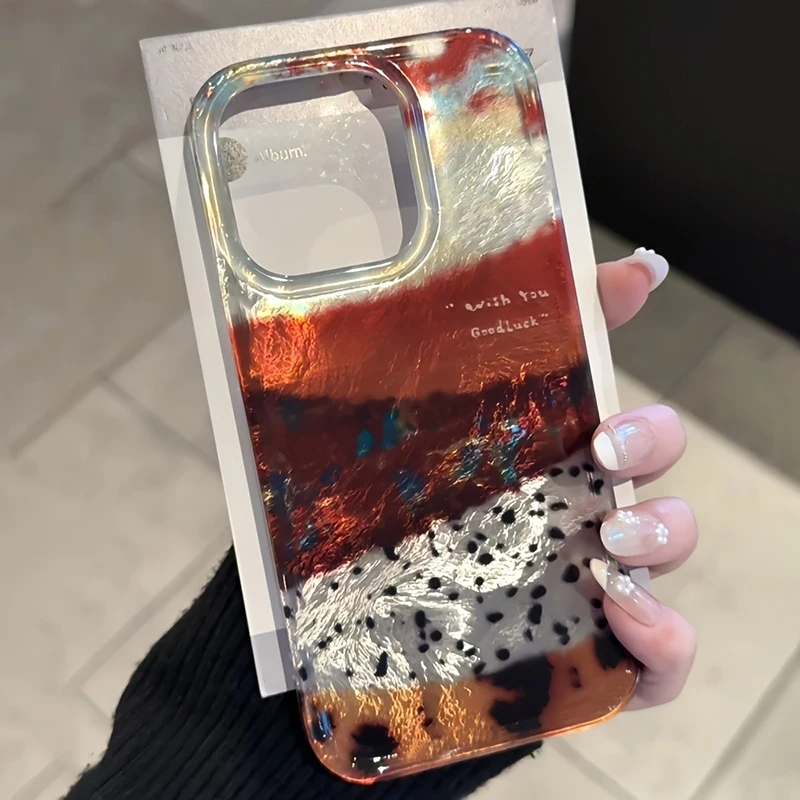 Retro Patchwork Color Block Glacier Pattern Silicone Phone Case