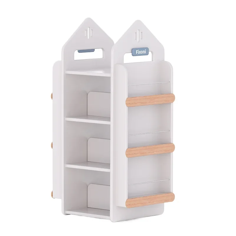 Children's rotating bookshelf 360-degree home living room bookcase large-capacity floor-to-ceiling picture book shelf bookshelf