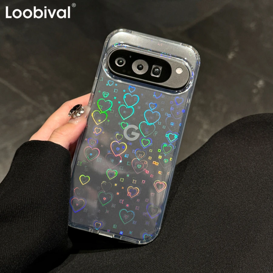 Elegant Laser Love Heart Ultrathin Transparent Shockproof Phone Case
