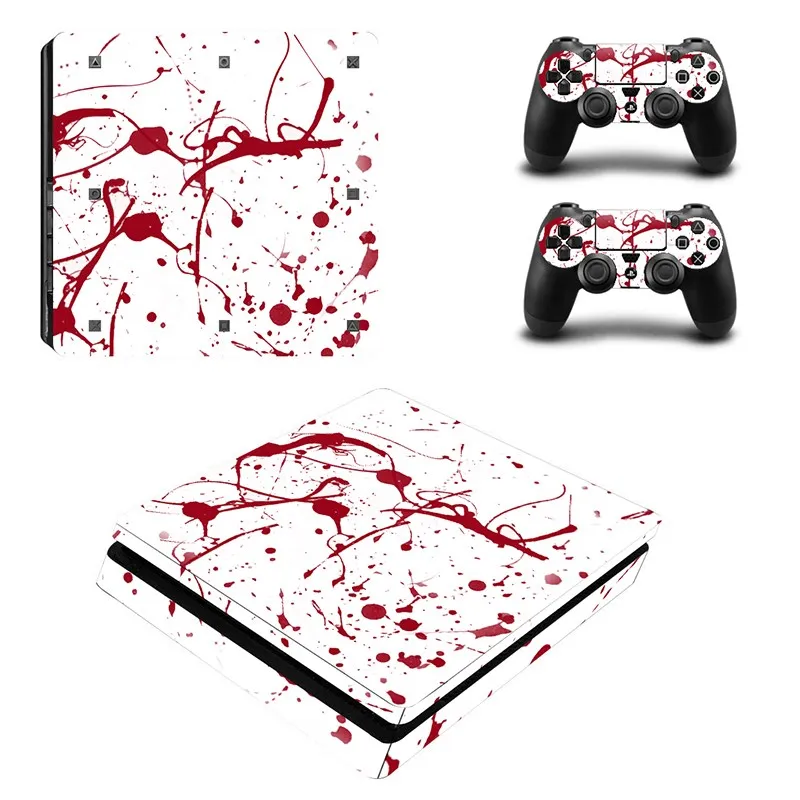 For PS4 Slim Vinyl Sticker For Sony Playstation 4 Slim Console+2 controller Protetive Sticker case For PS4 Slim Accessories 