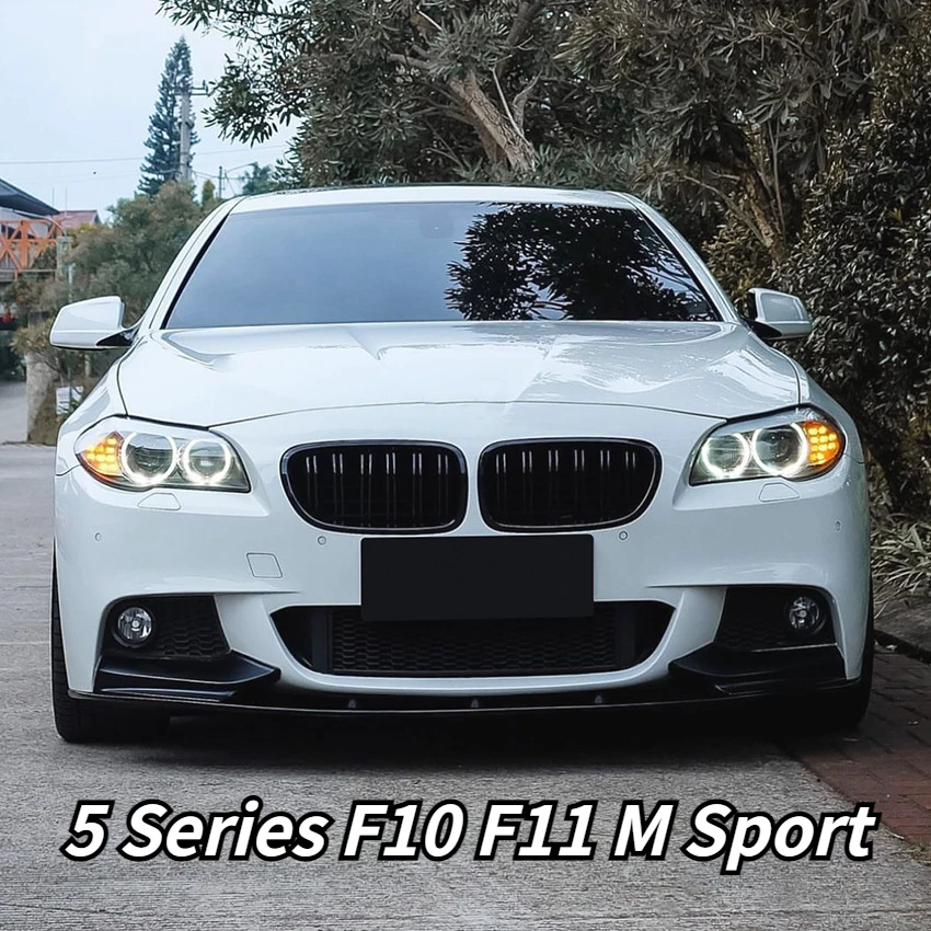 For BMW 5 Series F10 F11 M Sport 520i 530i 2010-2016 2pcs Gloss Black Auto Front Bumpers Lips Splitter Body Kits Tuning