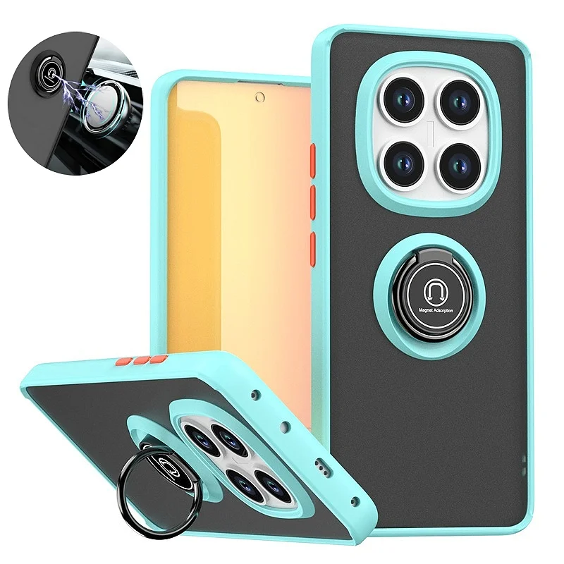 Enhanced Shockproof Armor Case with Matte Hard PC Back and Ring Stand Holder