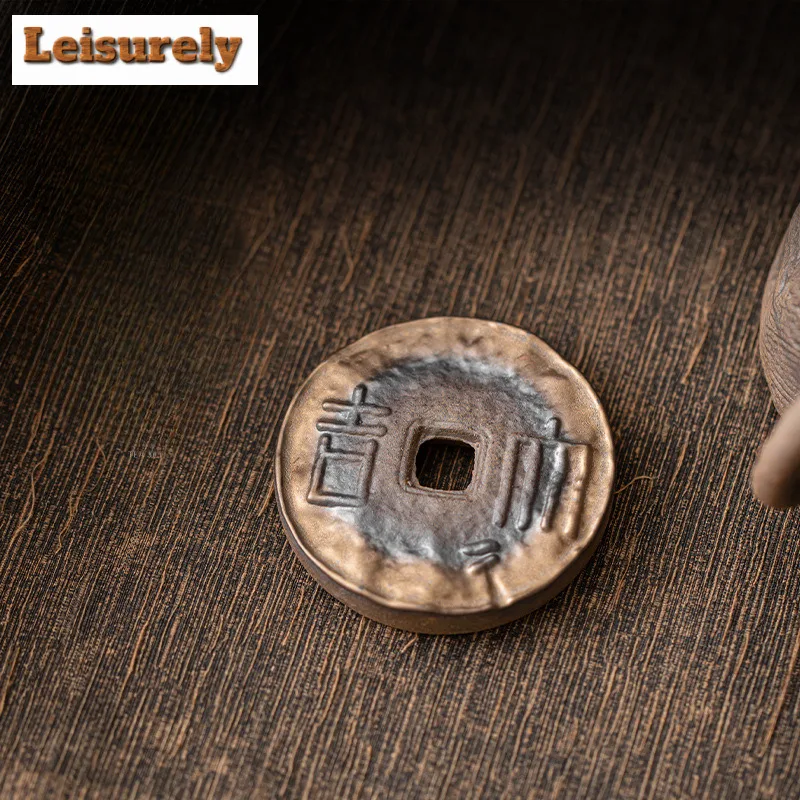 Retro Gilded Iron Glaze Teapot Cover Holder Retro Copper Cash Cover Bracket Cover Frame Zisha Pot Lid Shelf Tableware Ornaments